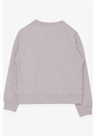 Resim Kız Çocuk Breeze Sweatshirt Pullu Kız Baskılı Bej Melanj (8-14 Yaş) 