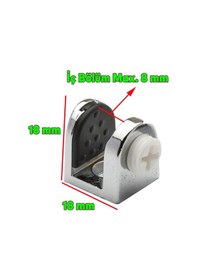 Resim Tırnak Metal Cam Raf Tutucu Cam Etejer Menteşesi Krom Plastik Vidalı 8 mm (4 Adet) 