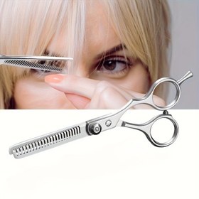 Resim Profesyonel 6 İnç Paslanmaz Çelik Kuaförlük Makası, Tüm Saç Tipleri İçin Dokulu Makaslar, Sağ El Tutuşu, Berber, İnceltme Makası 
