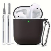Resim AirPods 1 & 2 için Temizleme Seti ile Yumuşak Silikon Koruyucu Kılıf, Dayanıklı Şarj Kılıfı Kapağı 