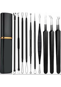 Resim Mufunye Sivilce Çıkarıcı Alet Seti, 10 Adet Profesyonel Siyah Nokta Çıkarıcı Akne Temizleme Kiti 