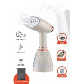 Resim Taşınabilir 1500W Beyaz Buharlı Kırışıklık Giderici Dikey Ütü 