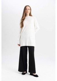 Resim Defacto Relax Fit Triko Pantolon Beli Lastikli Basic Düz Geniş Paça Y1325AZ24AUBK81 Siyah 
