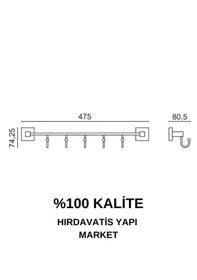 Resim Çelik Banyo Paslanmaz Pirinç Tamay 5 Li Askılık Gri 