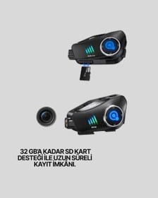 Resim Nrzsnt Q28 Bluetooth Kask Kulaklık 1080p Kamera Su Geçirmez Motosiklet Interkom 