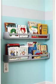 Resim Jaju Baby 40 Cm 4 Lü Gri Ahşap Raf Montessori Kitaplık Çocuk Odası Aksesuar Dekorasyon Mobilya 