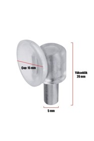 Resim Badem10 (25 ADET) Vantuzlu Raf Pimi Şeffaf Cam Tutucu Mobilya Dolap Pimi 