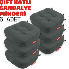 Resim Xpermate 6'lı Çift Kat Sandalye Minderi 42x42x8 Antrasit 