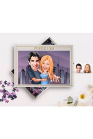 Resim Bk Gift Kişiye Özel Sevgililer Karikatürlü 1000 Parça Profesyonel Puzzle-14 