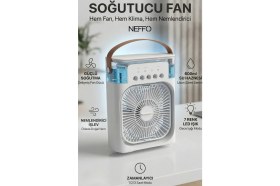 Resim Neffo 600 ml Su Tanklı Buharlı Serinletici Fan | Taşınabilir Mini Klima Fanı | LED Işıklı Hava Soğutucu 