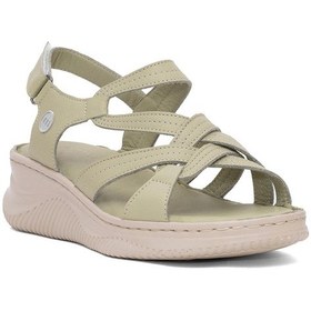 Resim Mammamia D25ys-2265 Kadın Hakiki Deri Dolgu Topuk Sandalet Yeşil Yesil 