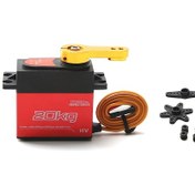 Resim Lemestar 20kg Dijital Servo Motor 180 Derece Paslanmaz Çelik Dişli + Turuncu 25t Metal Gövde Qy3220 