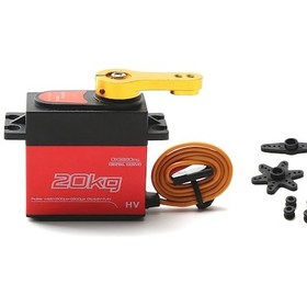 Resim Lemestar 20kg Dijital Servo Motor 180 Derece Paslanmaz Çelik Dişli + Turuncu 25t Metal Gövde Qy3220 