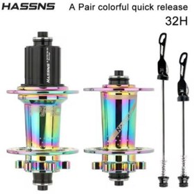 Resim SARİSSA BİSİKLET Hassns Pro 7 Rainbow Bisiklet Göbek Seti Ön Arka Kaset Göbek Seti 32 Delik 6 Vida Qr Mandal 