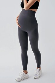 Resim Seamless (Dikişsiz) Yüksek Bel Toparlayıcı Ekstra Esnek Spor Hamile Tayt 26TS1 - Siyah / L 