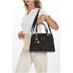 Resim Kadın Butterfly Siyah El Ve Omuz Çantası Kol Çantası Siyah 