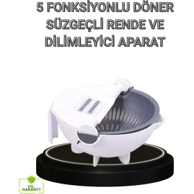 Resim Pileli Store Çok Fonksiyonlu Döner Rende Süzgeç Hazneli Ergonomik Sebze Doğrayıcı 