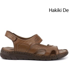 Resim Gönderi(r) Erkek Ceviz Ayarlanabilir Cırt Bantlı Hakiki Deri Sandalet 