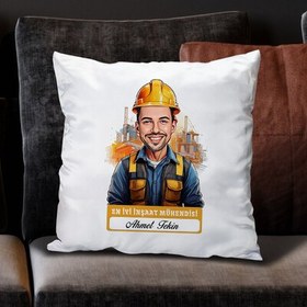 Resim Karikatürlü En Başarılı Erkek İnşaat Mühendisi Yastık 