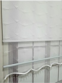 Resim Bbb Desenli Boncuklu Çift Mekanizmalı Tül Stor Perde Beyaz Ts1095b Beyaz 