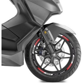 Resim Nmax Deeb Sport Reflektif Jant Şeridi Kırmızı Beyaz Gri 