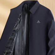 Resim Erkek Hafif Fermuarlı Ceket - Rahat Düz Renkli Turn- Yaka, İlkbahar ve Sonbahar için Uzun Kollu Dış Giyim, Polyester, Hafta Sonu Rahat Giyim, Rahat Dış Giyim | Modern Rahat Ceket | Polyester Ceket 