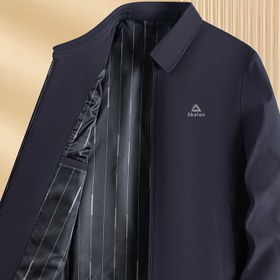 Resim Erkek Hafif Fermuarlı Ceket - Rahat Düz Renkli Turn- Yaka, İlkbahar ve Sonbahar için Uzun Kollu Dış Giyim, Polyester, Hafta Sonu Rahat Giyim, Rahat Dış Giyim | Modern Rahat Ceket | Polyester Ceket 