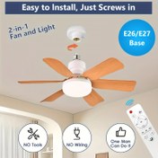 Resim Uzaktan Kumanda ve Ayarlanabilir Aydınlatma ile Akıllı Tavan Fanı, 41.91/52.07cm E26/E27 Soket, 30W/40W Ahşap Desenli Fan, 3 Hızlı Ayarlanabilir Tavan Montajı için Yatak Odası, Mutfak, Oturma Odası, Balkon - Kolay Kurulum, Yatak Odası Aydınlatması, Çağdaş Aydınlatma, Ahşap Desenli Dokulu 