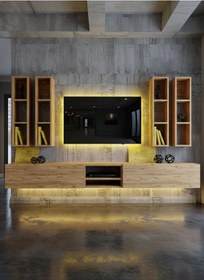 Resim Resital Ledli Duvara Monte Tv Sehpası - Çam - W6004-6 Çam 