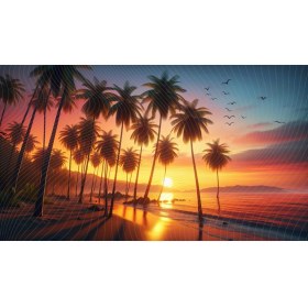 Resim Venspor Palmiye Ağaçları ile Tropikal Gün Batımı Temalı Arkaplan 200 x 150 cm Fon Duvar Örtüsü 