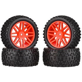 Resim Leezsing 1:10 Ölçekli Rc Araçlar İçin 4 Adet Yüksek Tutuşlu Kırmızı 85mm Kauçuk Tekerlek Seti 