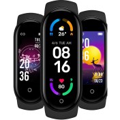 Resim Su Geçirmez Akıllı Bileklik, Tansiyon ve Nabız Ölçer, Siyah, En Yeni Versiyon 