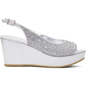 Resim Beety 25by223.343 Kadın Dolgu Topuk Sandalet Gümüş Gümüş 