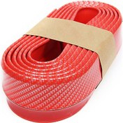 Resim Hombey Araba Ön Dudak Ve Yan Saçak Koruması İçin Esnek Kırmızı Karbon Desenli Lastik Tampon Bandı - Çizik Ve Çarpma Zararından Koruma 