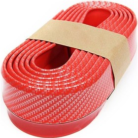 Resim Hombey Araba Ön Dudak Ve Yan Saçak Koruması İçin Esnek Kırmızı Karbon Desenli Lastik Tampon Bandı - Çizik Ve Çarpma Zararından Koruma 