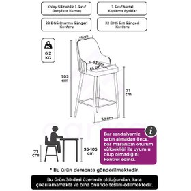 Resim Canisa Enox Serisi 2 Adet Krem Mutfak Bar Sandalyesi Babyface Kumaş Krom Kaplama Metal Ayak Sandalyeler Krem Ayaklar Krom 