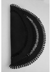 Resim Reygon Ege 21 Siyah Daire Dekoratif El Örgüsü Kilim Yolluk Halı Siyah 