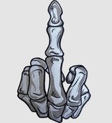 Resim PEÇ Orta Parmak Iskelet ,(büyük) Nakış, Patch, Yapışkanlı Yama, Ceket Arma, Sırt Için 