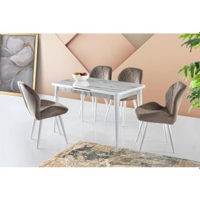 Resim Silva Açılır Masa Calcutta +4 Adet Vera Sandalye Takım 
