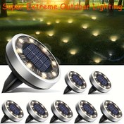 Resim 10 Adet Güneş Enerjili 8 LED Yer Işıkları, Daha Parlak Dış Aydınlatma için Güçlendirilmiş ve Kalınlaştırılmış, Kolay Gömme Montajı, Sıcak/Beyaz Işık, Villalar, Parklar ve Dekoratif Aydınlatma İçin Mükemmel, Dış Mekan için Güneş Işıklar, Park Aydınlatması, Dayanıklı Plastik Kasa 
