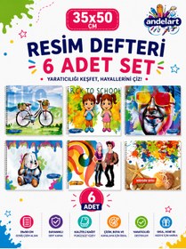 Resim andelart Resim Defteri Spiralli Karton Kapak 15 Yp 35x50 6 Adet 
