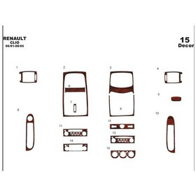 Resim Clio 2001-2005 Uyumlu Ön Torpido Maun Kaplama 15 Parça 