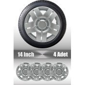 Resim Fiat Siena Brava Tipo 14" Inç Uyumlu 4 Adet 1 Takım Gri Kırılmaz Esnek Jant Kapağı 004 