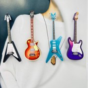 Resim 1 Adet Ahşap Elektrik Gitar Buzdolabı Mıknatısı, Ofis ve Mutfak için Dekoratif Buzdolabı Mıknatısı Çıkartması, Pil Gerektirmez, Müzik Temalı Ev Dekor Aksesuarı 