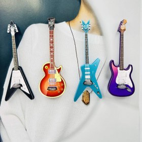 Resim 1 Adet Ahşap Elektrik Gitar Buzdolabı Mıknatısı, Ofis ve Mutfak için Dekoratif Buzdolabı Mıknatısı Çıkartması, Pil Gerektirmez, Müzik Temalı Ev Dekor Aksesuarı 