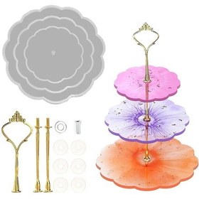 Resim Epoksi Silikon Cupcake Standı Kalıp Papatya 3 Lü Kek Standı 