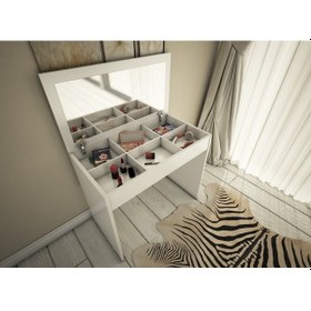 Resim Bicabin Bicabin Arya Miranda Mode Aynalı Beyaz Makyaj/Takı Masası 