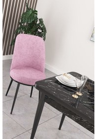 Resim Canisa Concept Nil Serisi 70x110 Sabit Mutfak Masası Takımı Siyah Mermer Desen Masa 2 Pembe Sandalye Masa Siyah Sandalyeler Pembe 