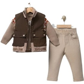 Resim Canöz Bebe Good Look Baskılı Şişme Yelekli Erkek Takım 1-4 Yaş -3718819 - Kahverengi Kahverengi 