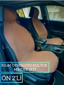 Resim rebols KİLİM DOKUMA TERLETMEZ %100 PAMUK OTO KOLTUK MİNDER SETİ 2'Lİ (TABA) 